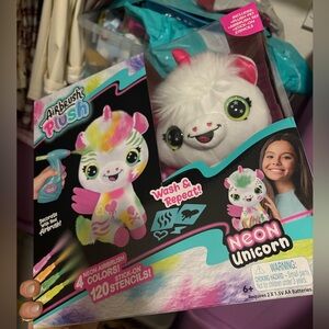 Neon Unicorn Airbrush Plush Toy
